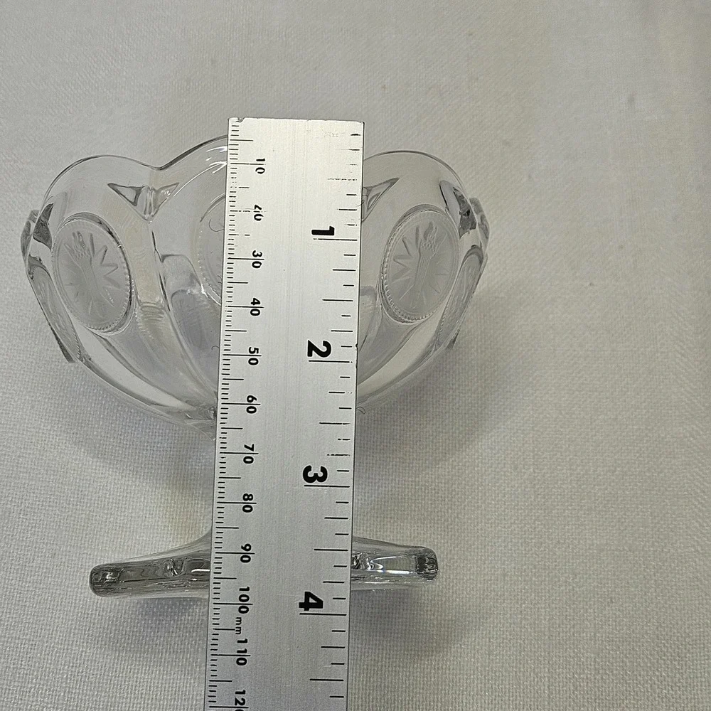 Fostoria Sherbet Dish Coin Clear Eagle Centennial 1886 Footed Glass Dessert Bowl
